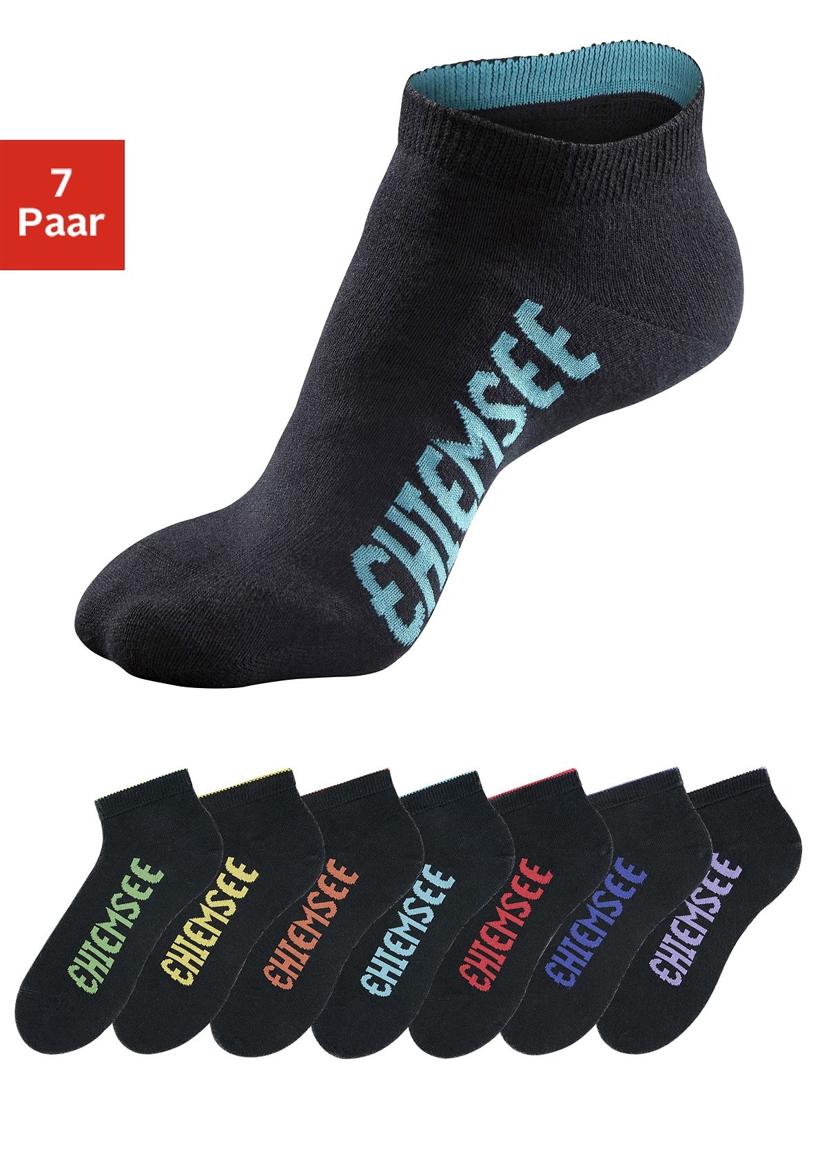 Chiemsee Sneakersocken, (Packung, 7 Paar), mit farbigen Logos von Chiemsee