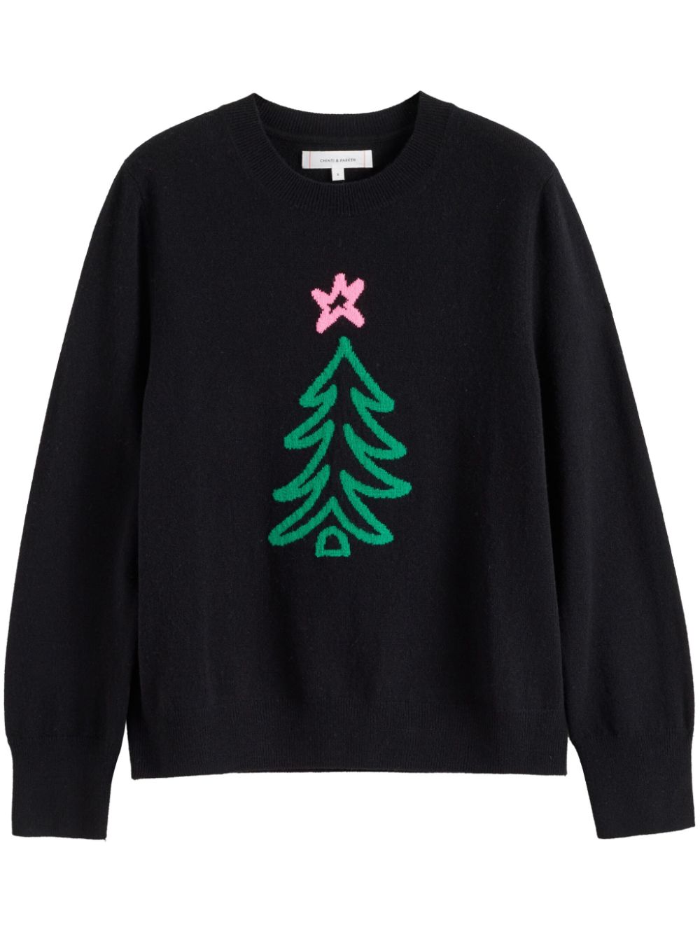 Chinti & Parker Christmas Tree jumper - Black von Chinti & Parker