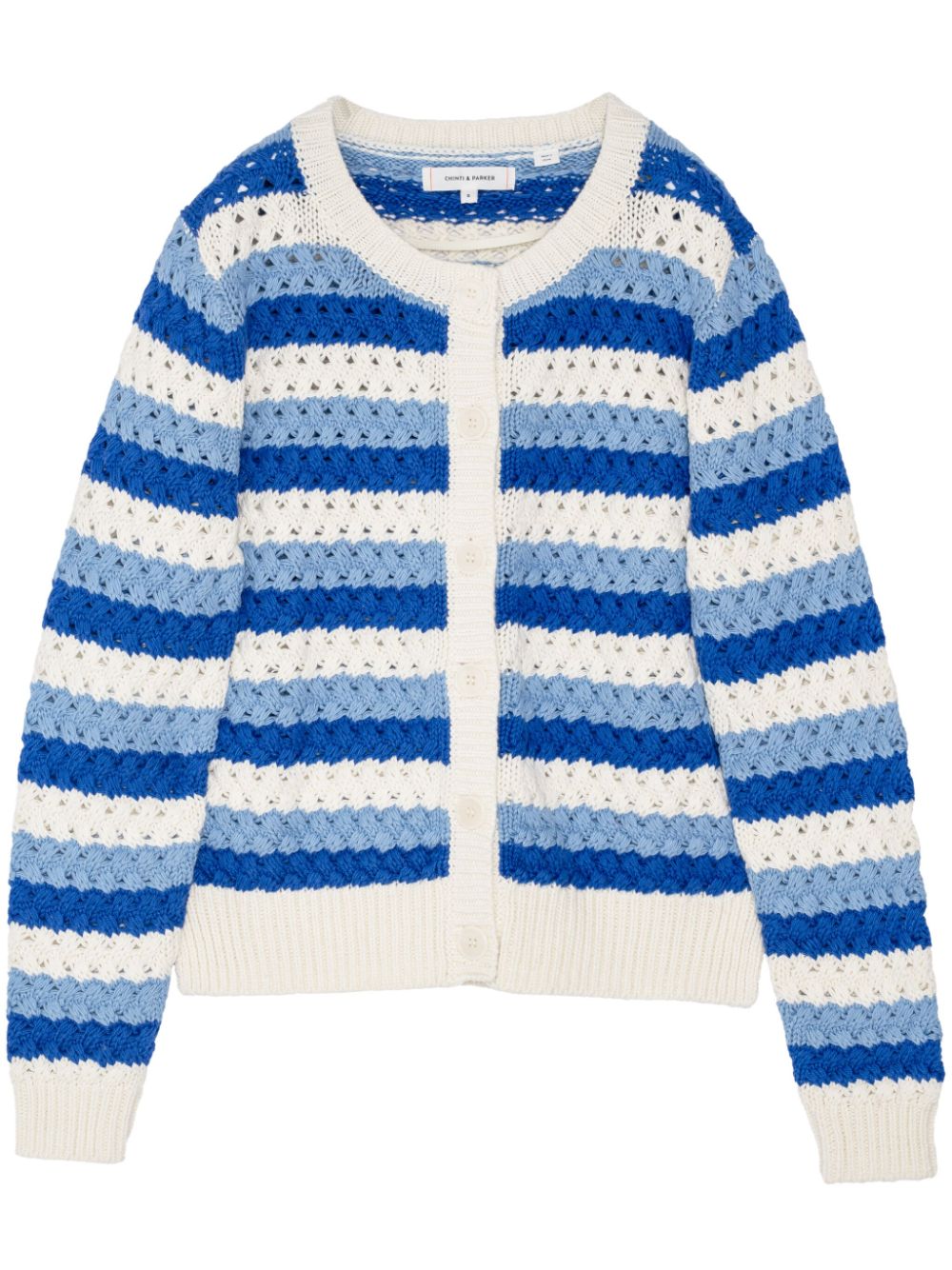 Chinti & Parker striped crochet cotton cardigan - Blue von Chinti & Parker