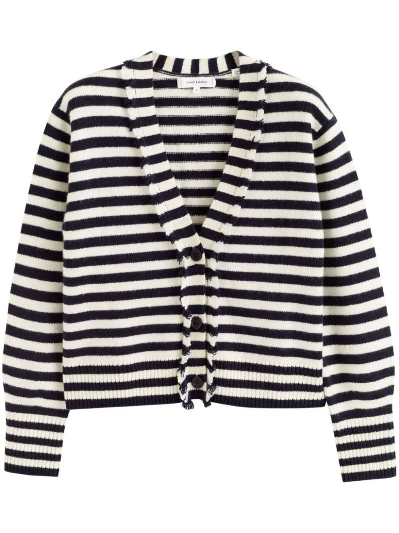 Chinti & Parker striped fringed-edge cardigan - Black von Chinti & Parker