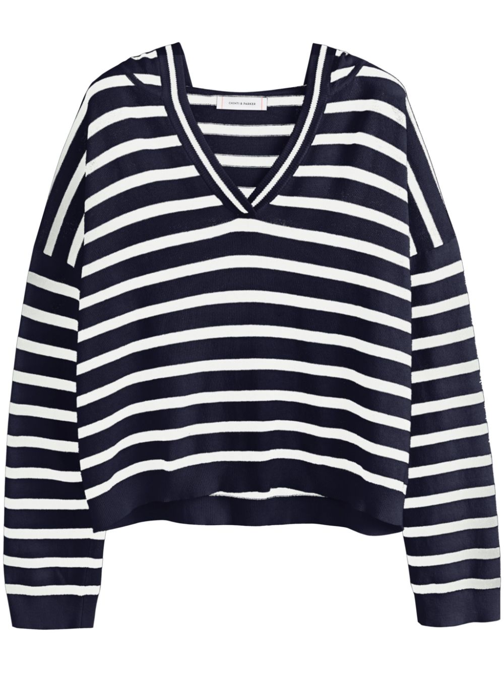 Chinti & Parker striped v-neck jumper - Blue von Chinti & Parker