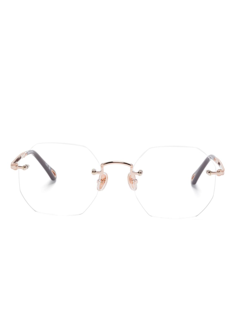 Chloé Eyewear hexagonal-frame glasses - Gold von Chloé Eyewear