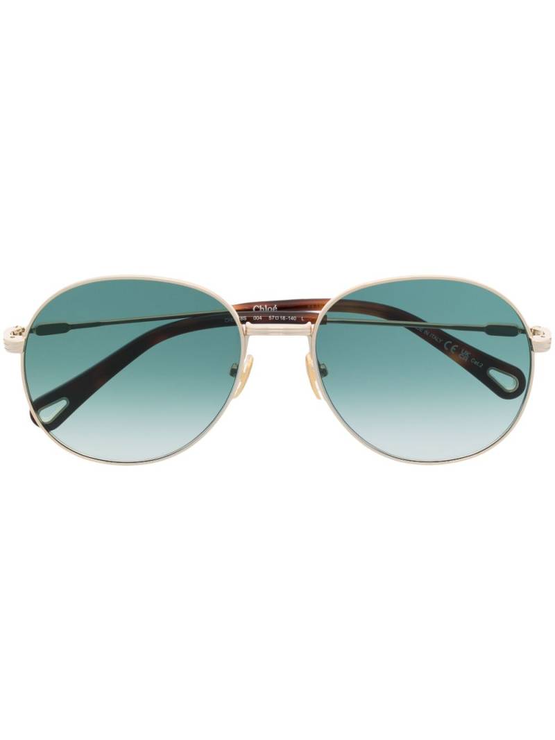 Chloé Eyewear logo-engraved pilot-frame sunglasses - Brown von Chloé Eyewear