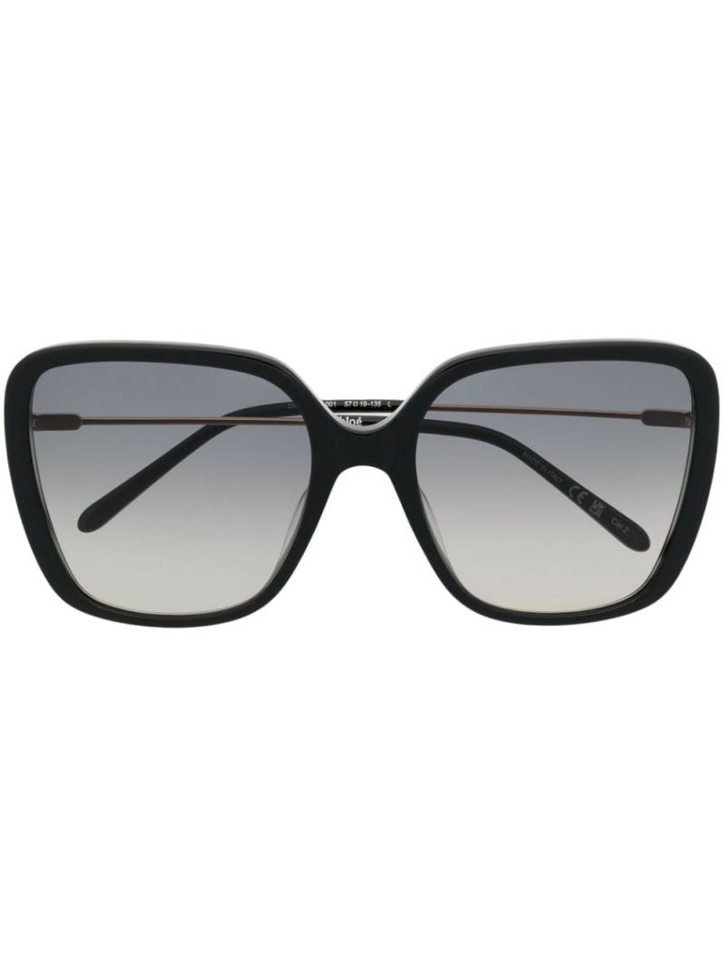 Chloé Eyewear logo-engraved square-frame sunglasses - Black von Chloé Eyewear