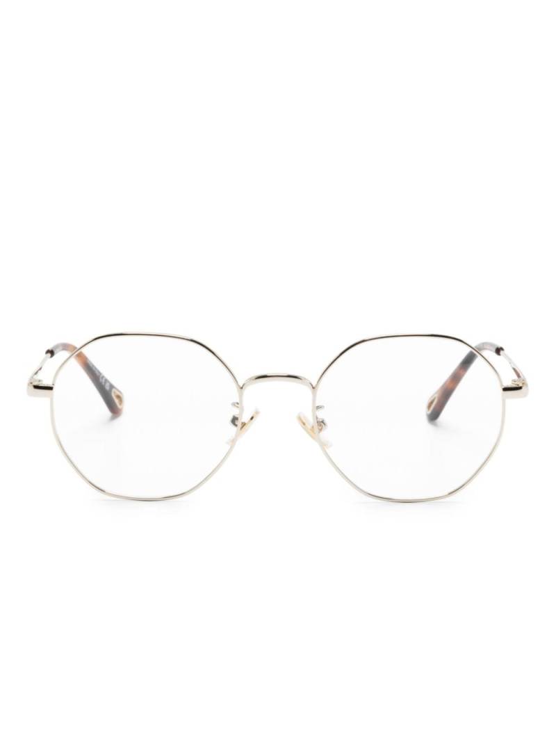 Chloé Eyewear tortoiseshell-effect geometric-frame glasses - Gold von Chloé Eyewear