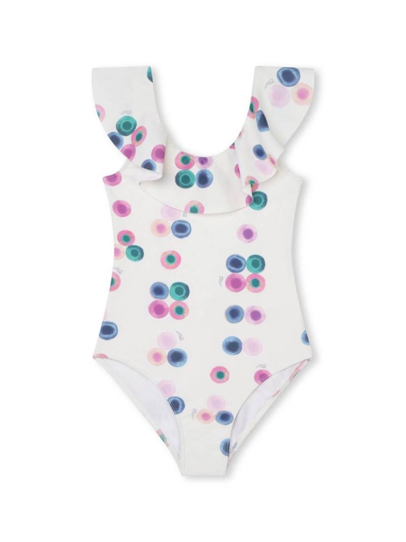 Chloé Kids abstract-print ruffled swimsuit - White von Chloé Kids