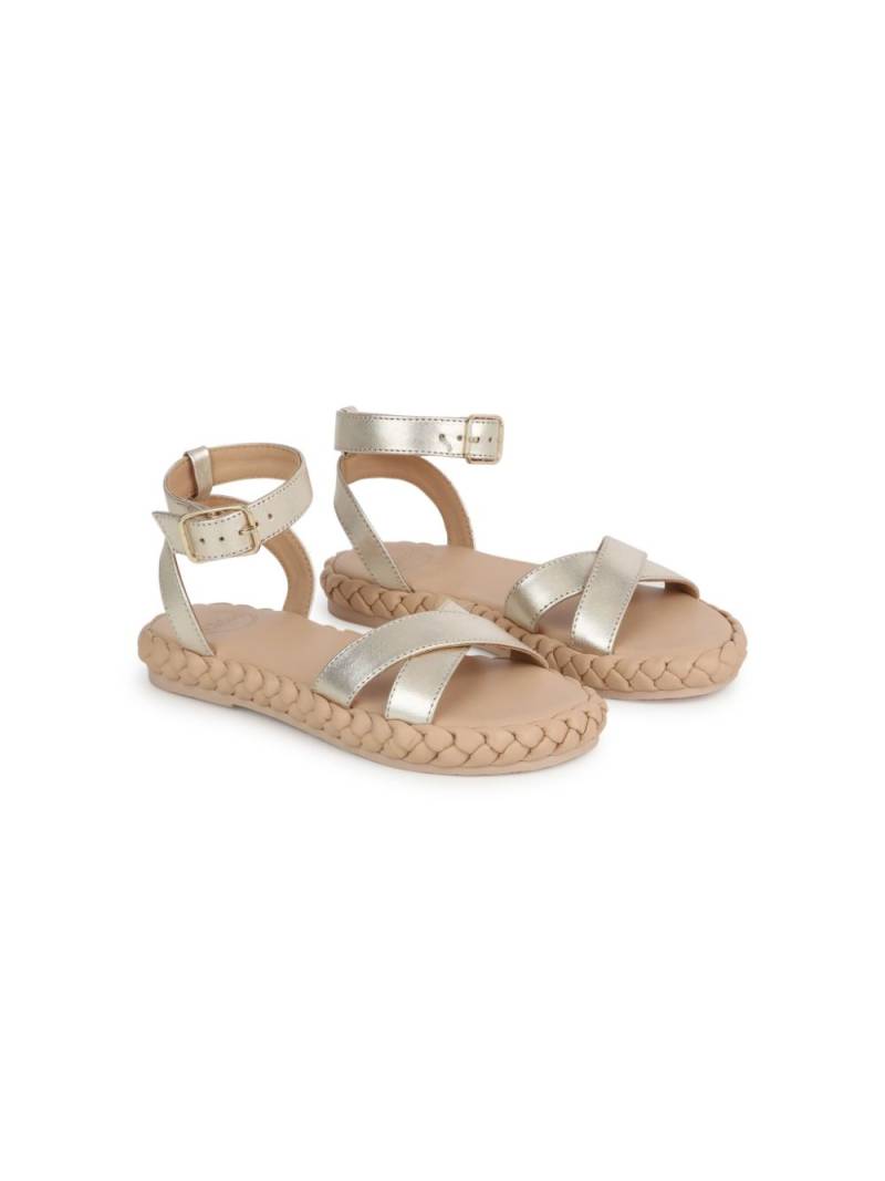 Chloé Kids braided-sole leather sandals - Gold von Chloé Kids