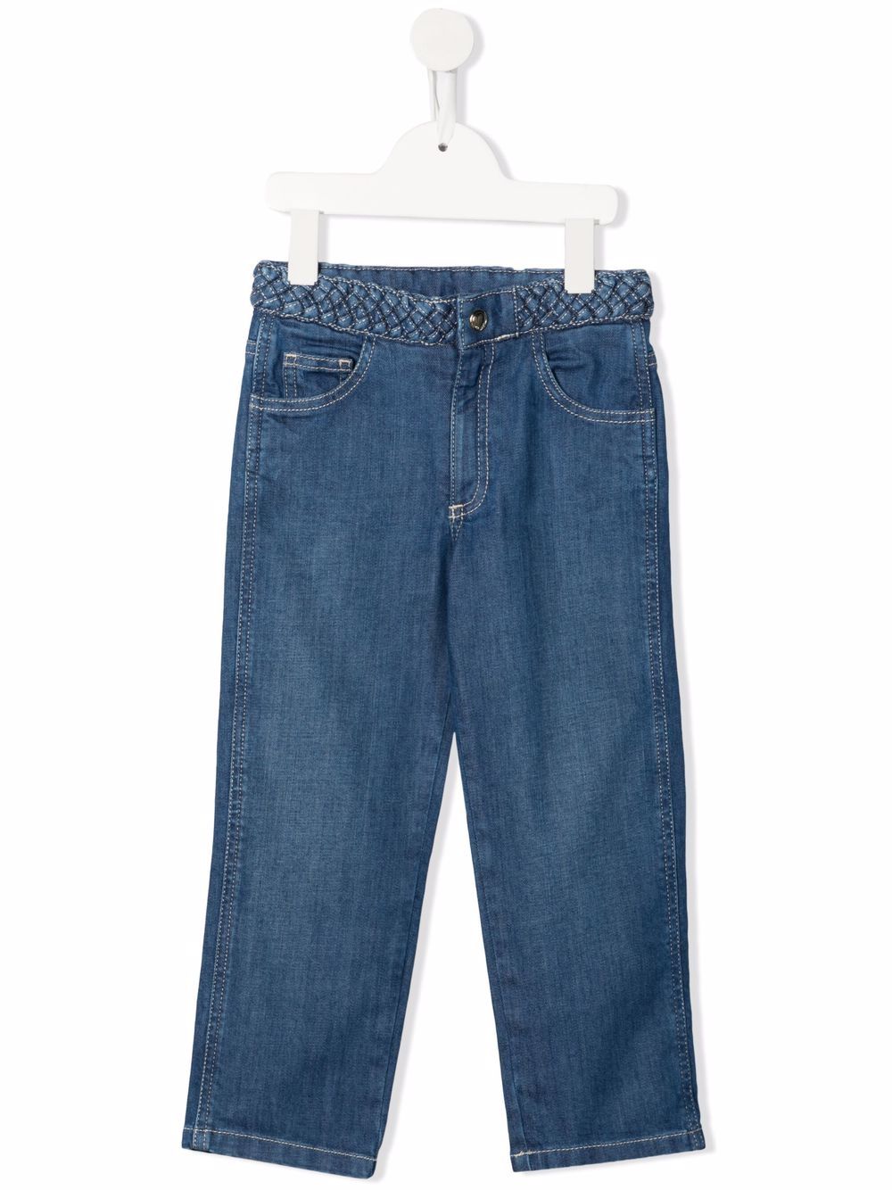 Chloé Kids braided-waist straight-leg jeans - Blue von Chloé Kids