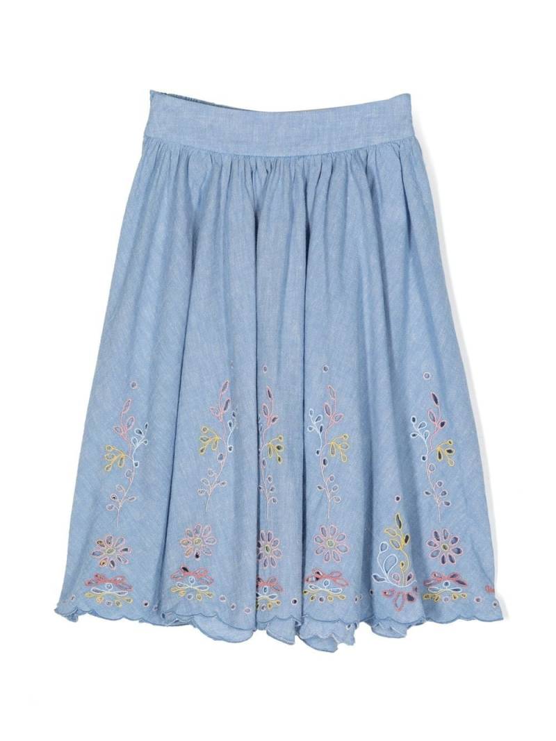 Chloé Kids broderie-anglaise chambray skirt - Blue von Chloé Kids