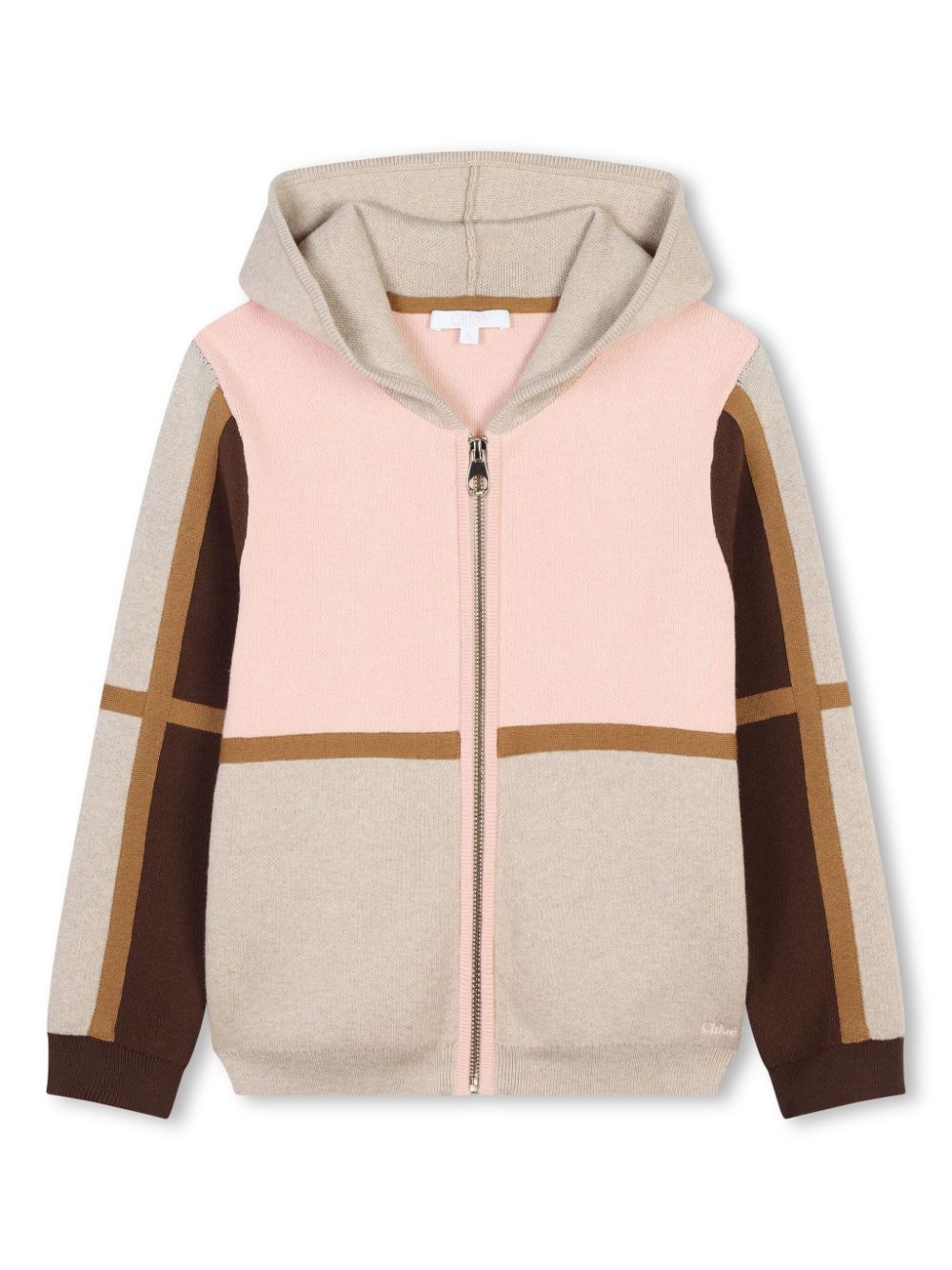 Chloé Kids colour-block hooded cardigan - Neutrals von Chloé Kids