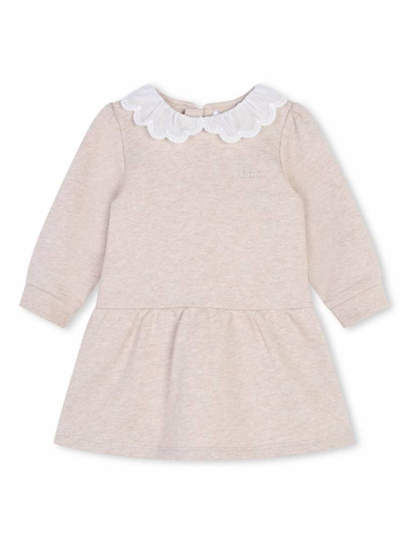 Chloé Kids contrast-collar organic cotton dress - Neutrals von Chloé Kids