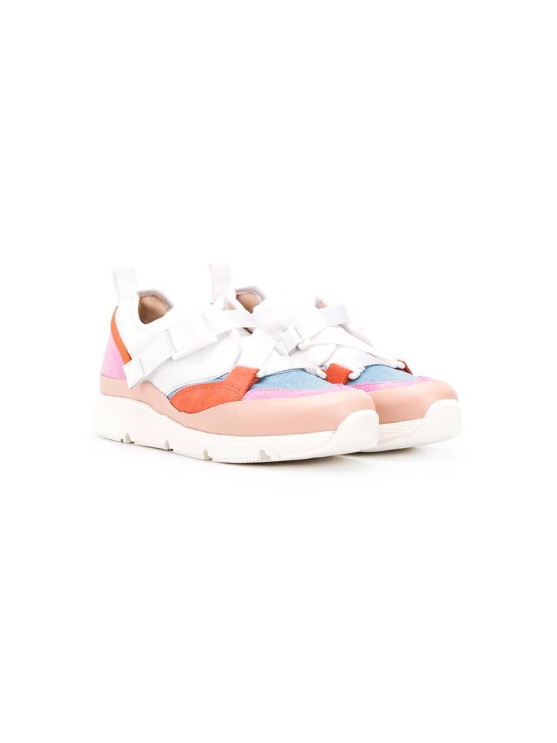 Chloé Kids contrast-panel cross-strap trainers - White von Chloé Kids