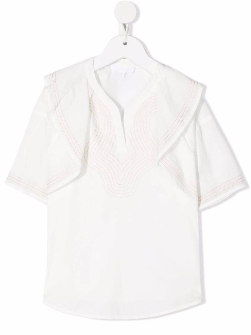 Chloé Kids contrast-stitching ruffle blouse - White von Chloé Kids