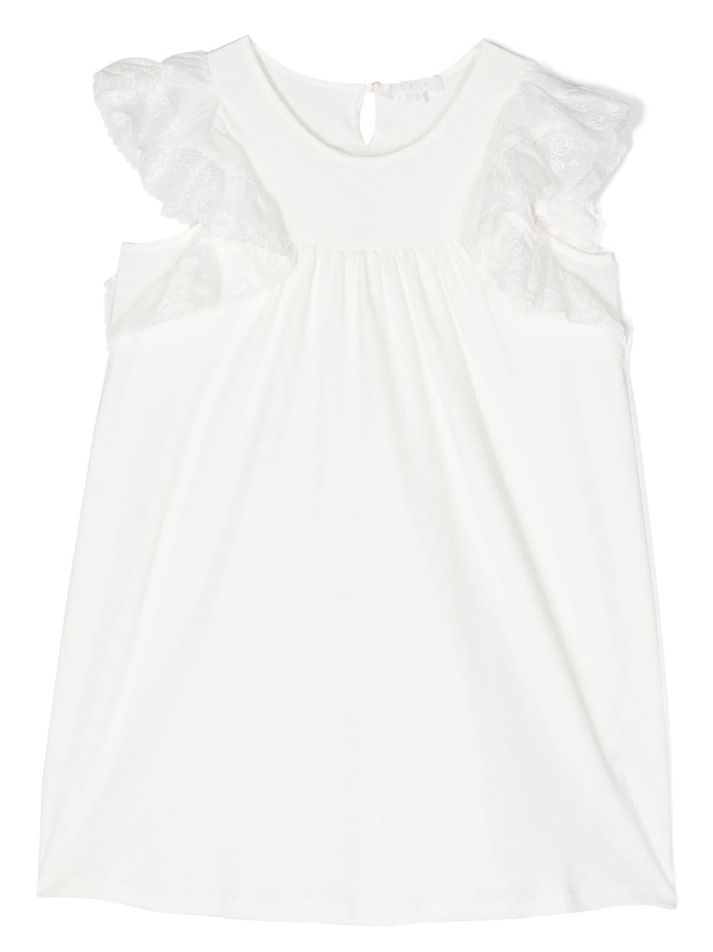 Chloé Kids cotton shift dress - White von Chloé Kids