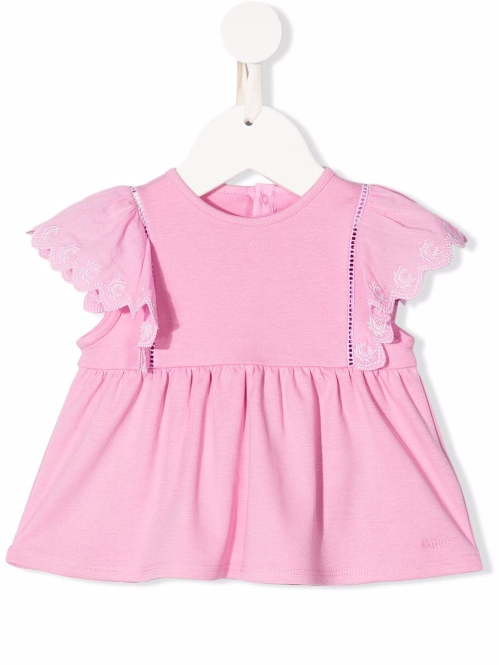 Chloé Kids crew-neck ruffled blouse - Pink von Chloé Kids