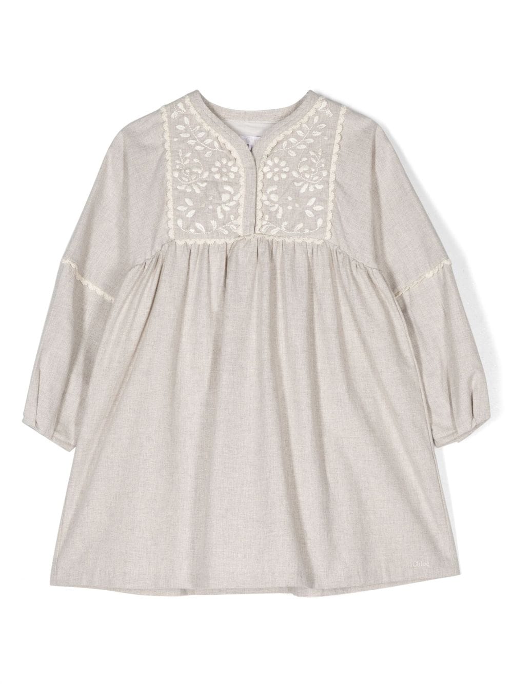 Chloé Kids embroidered cotton dress - Neutrals von Chloé Kids