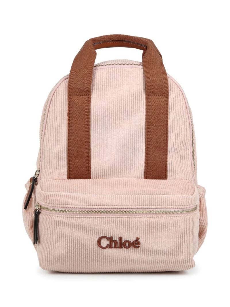 Chloé Kids embroidered-logo organic-cotton backpack - Pink von Chloé Kids