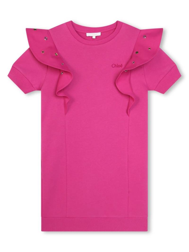 Chloé Kids eyelet-detailing organic cotton dress - Pink von Chloé Kids