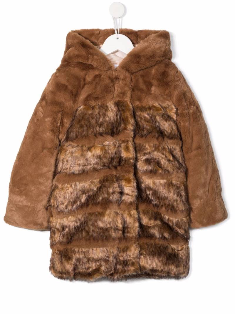 Chloé Kids faux fur hooded coat - Brown von Chloé Kids