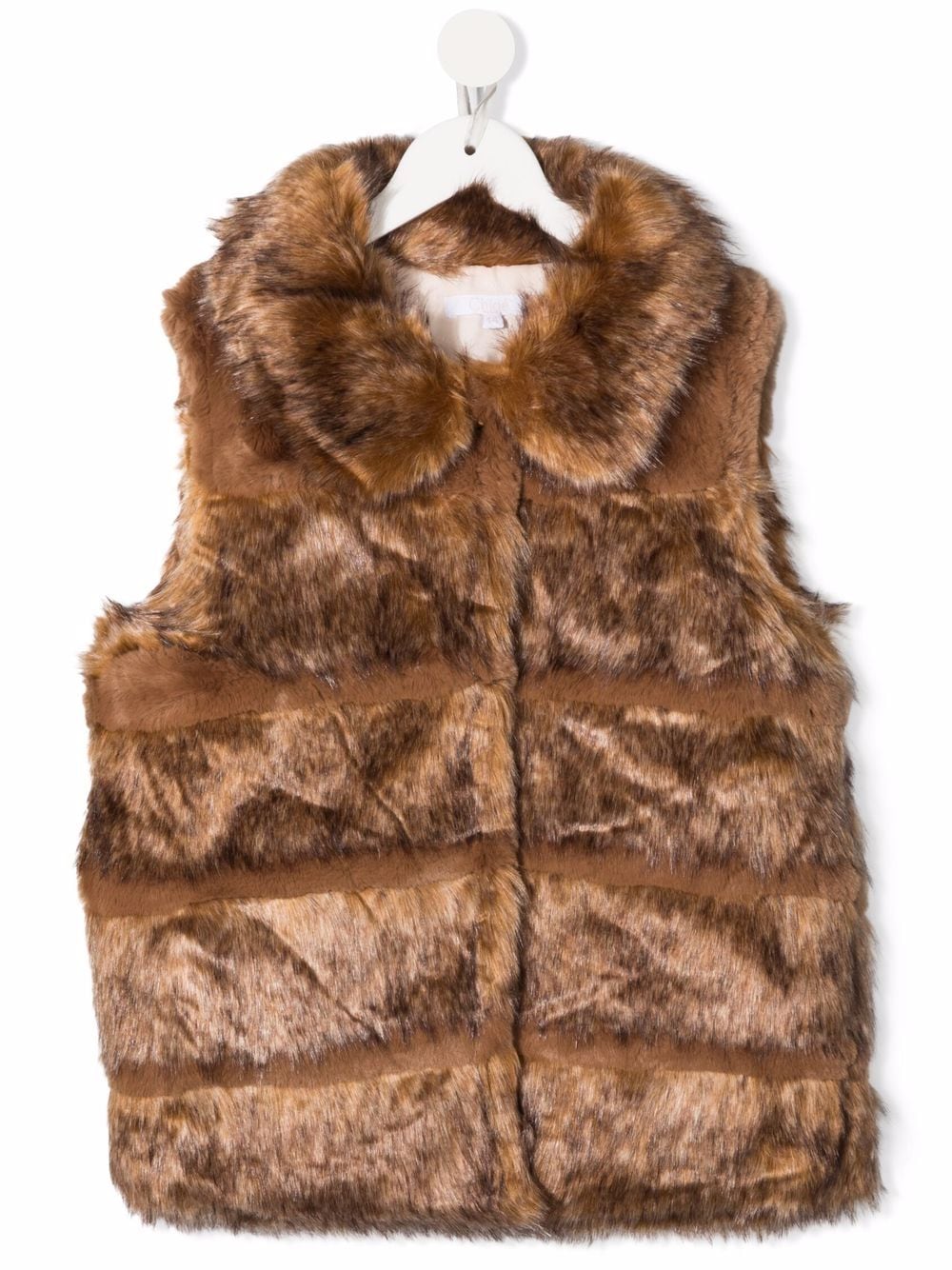 Chloé Kids faux-fur sleeveless panelled jacket - Brown von Chloé Kids