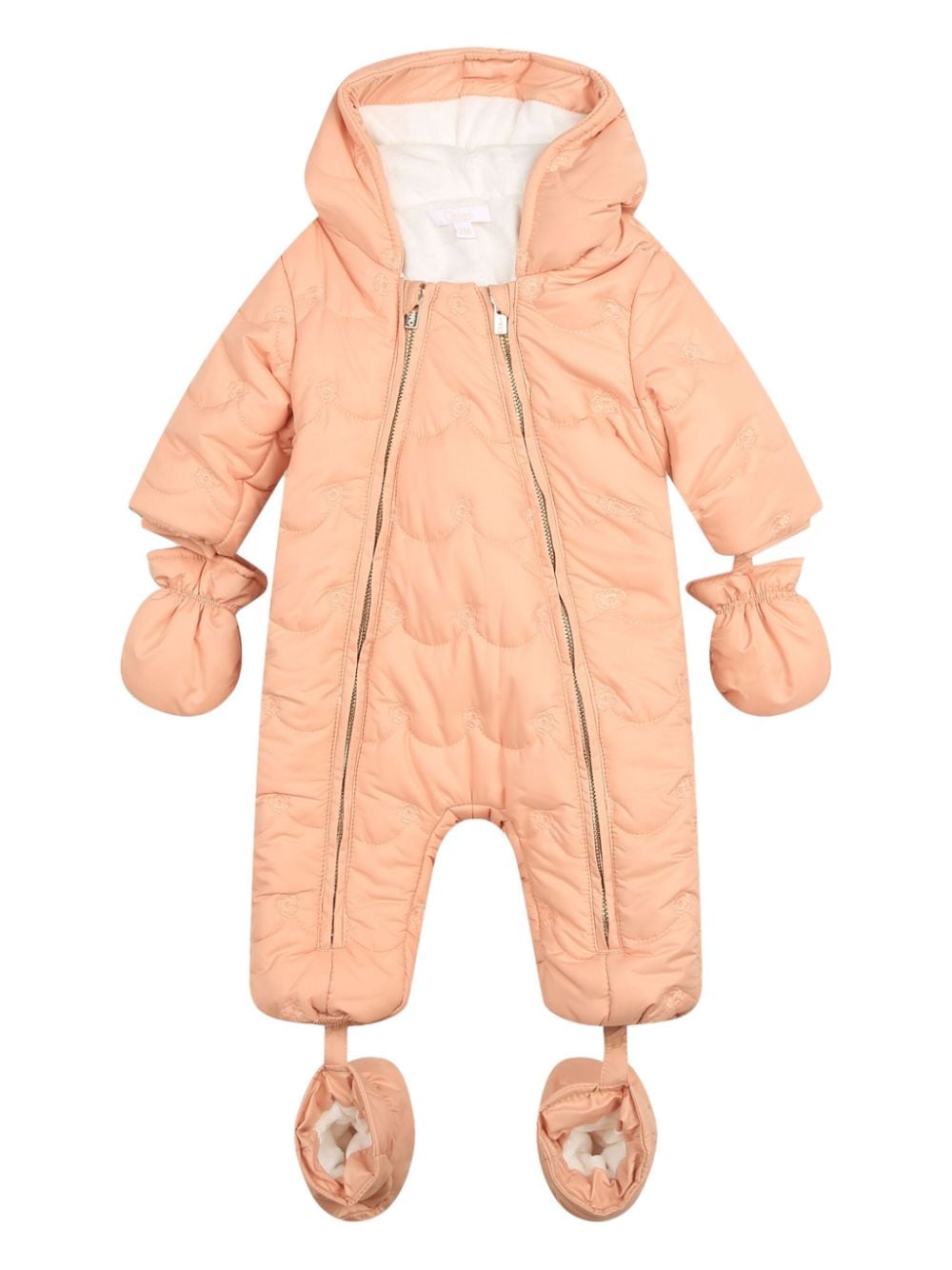 Chloé Kids floral-embroidered zip-up snowsuit - Orange von Chloé Kids