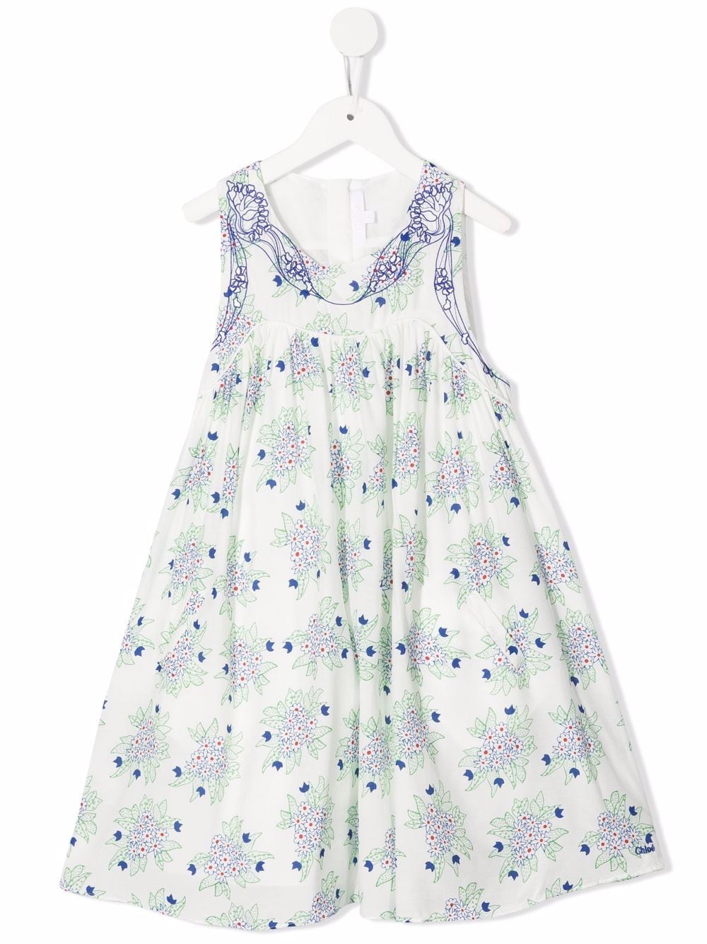 Chloé Kids floral print flared dress - Neutrals von Chloé Kids