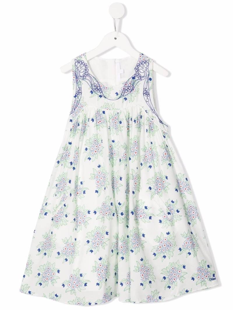 Chloé Kids floral print flared dress - Neutrals von Chloé Kids