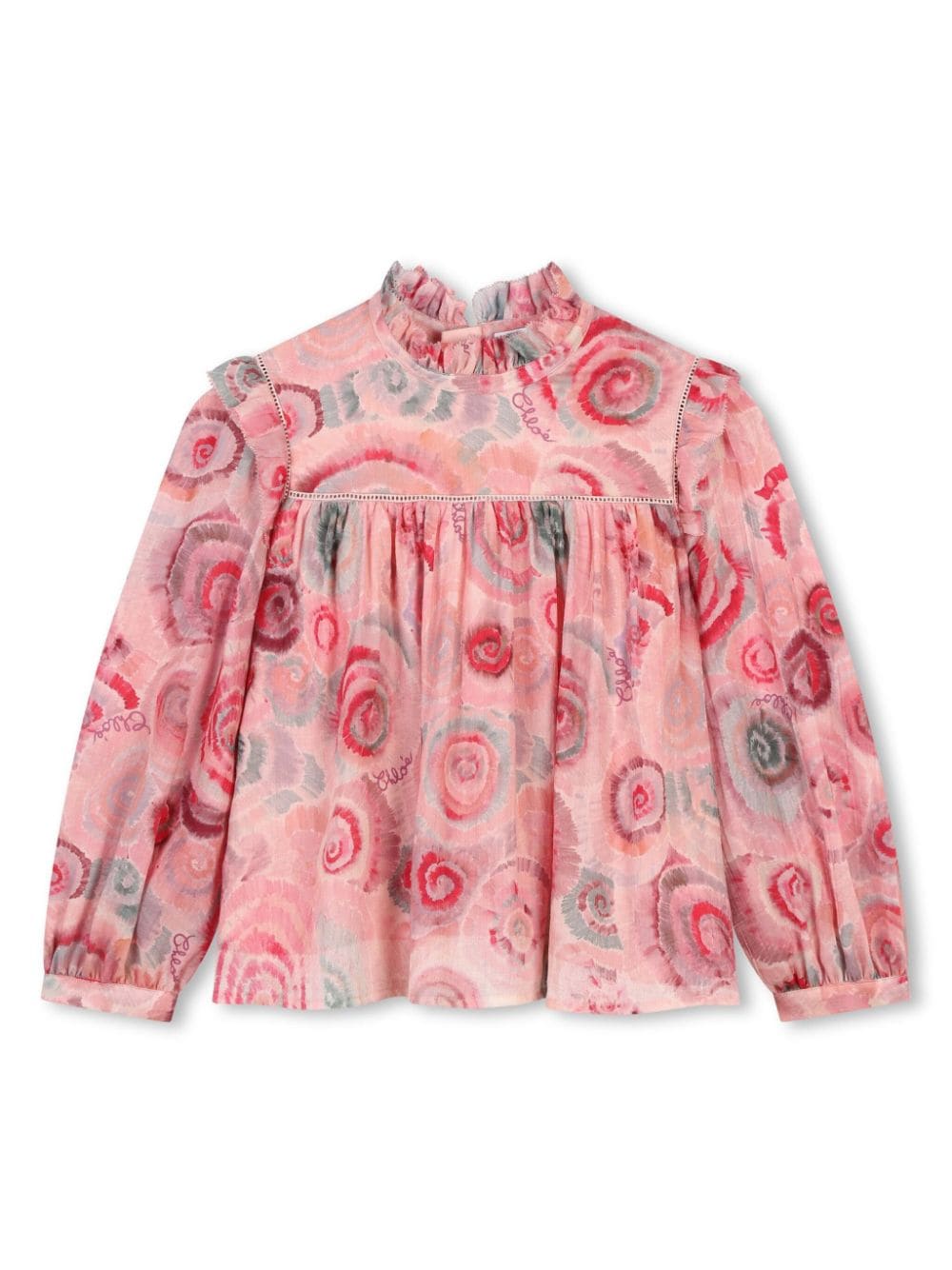 Chloé Kids floral-print ruffle-detail blouse - Pink von Chloé Kids