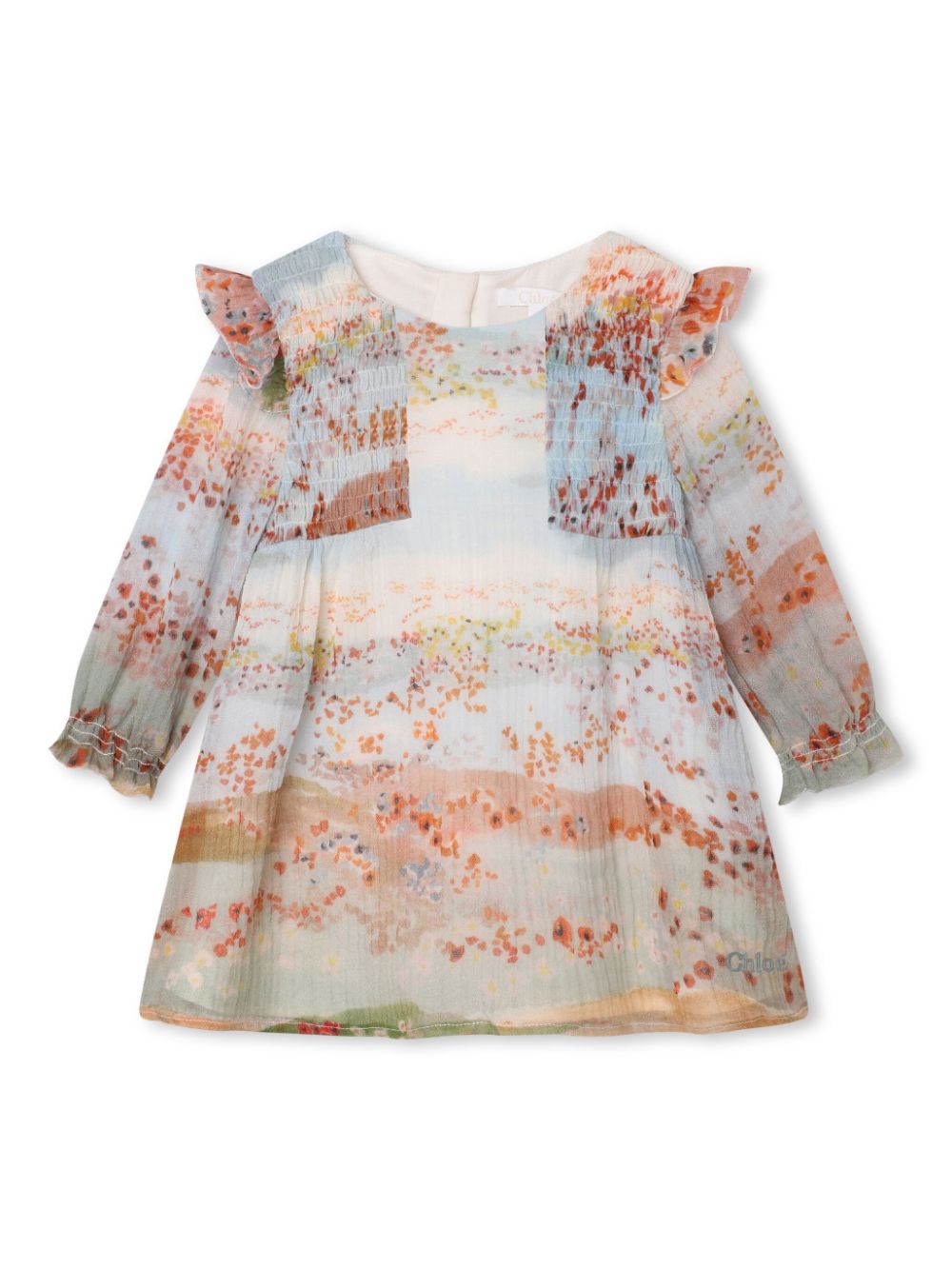 Chloé Kids floral-print ruffled wool dress - Multicolour von Chloé Kids