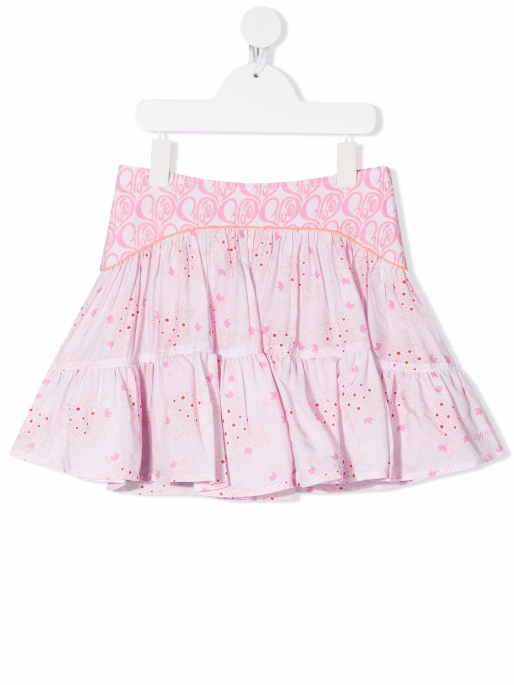 Chloé Kids floral-print tiered skirt - Pink von Chloé Kids