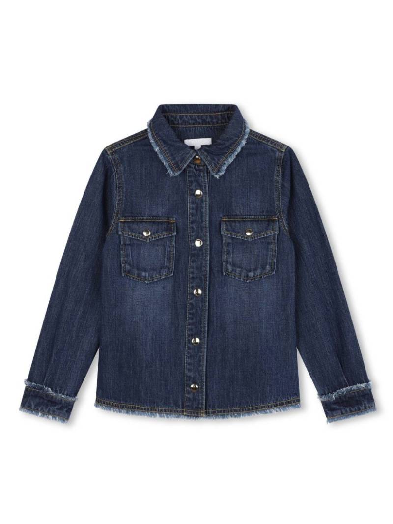 Chloé Kids frayed-detail denim shirt - Blue von Chloé Kids