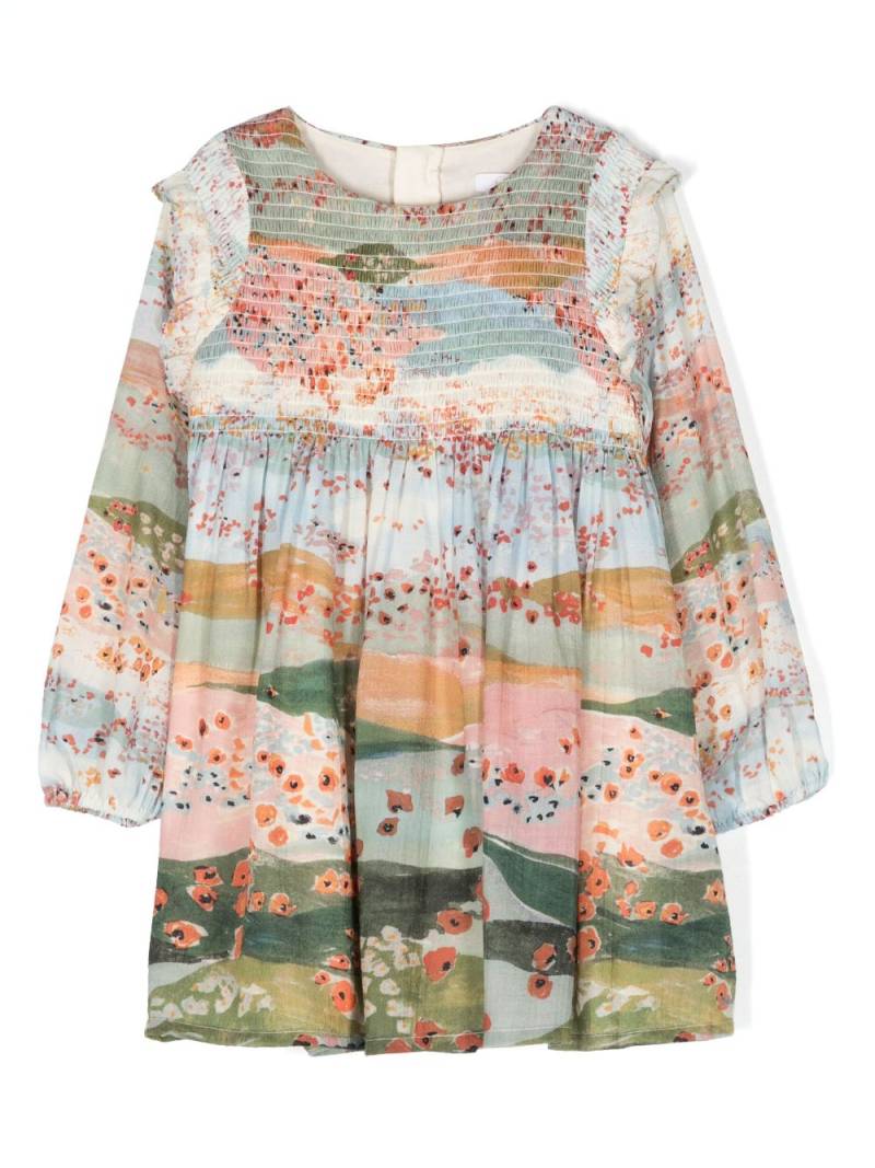 Chloé Kids graphic-print long-sleeve dress - Green von Chloé Kids