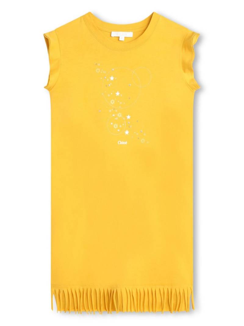 Chloé Kids graphic-print organic cotton dress - Yellow von Chloé Kids