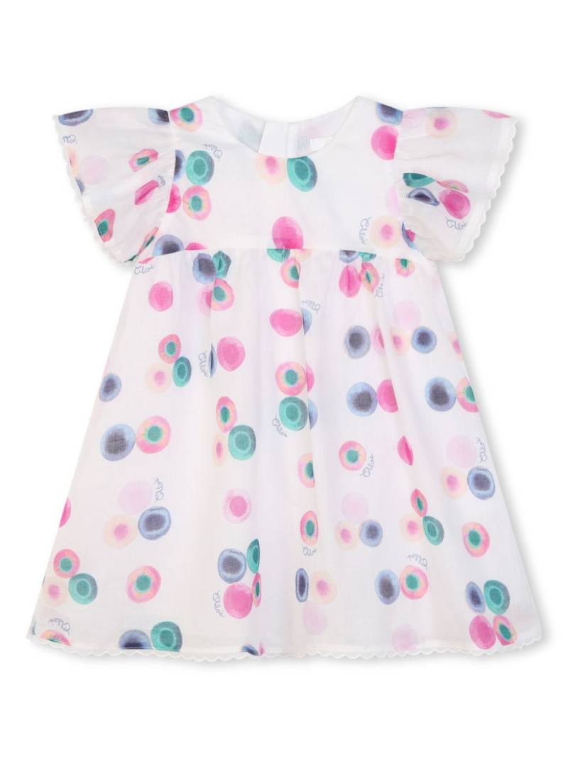 Chloé Kids graphic-print ruffled dress - White von Chloé Kids