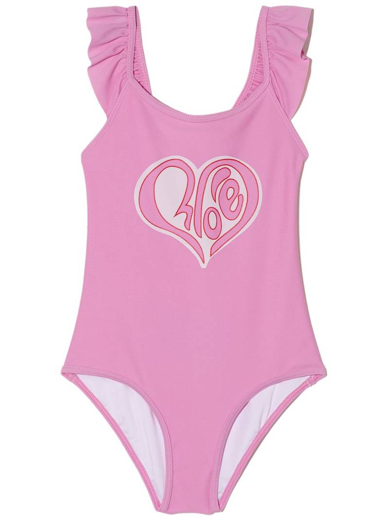 Chloé Kids heart logo swimsuit - Pink von Chloé Kids