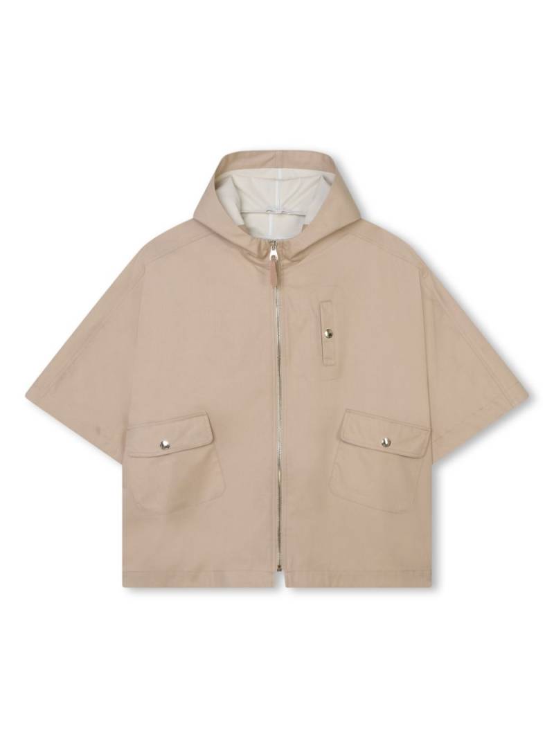 Chloé Kids hooded cotton twill cape - Neutrals von Chloé Kids