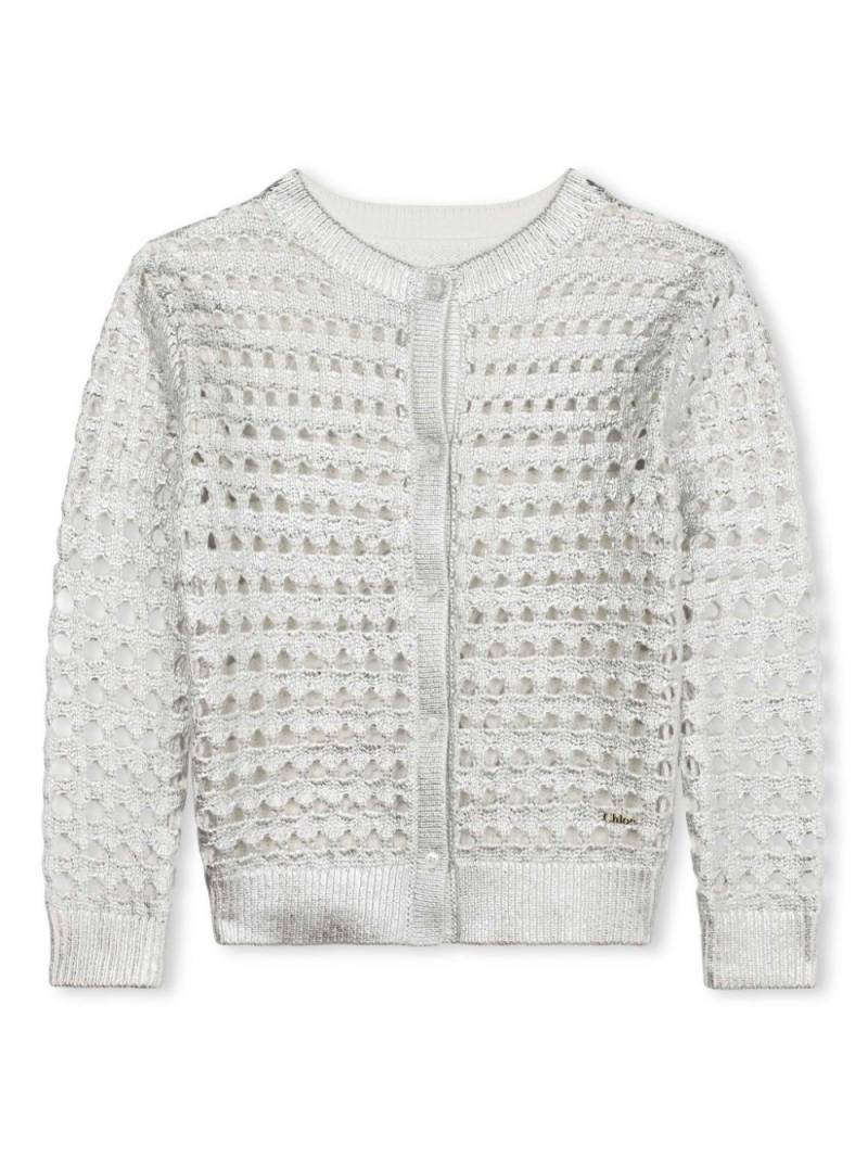 Chloé Kids lamé open-knit cardigan - Silver von Chloé Kids