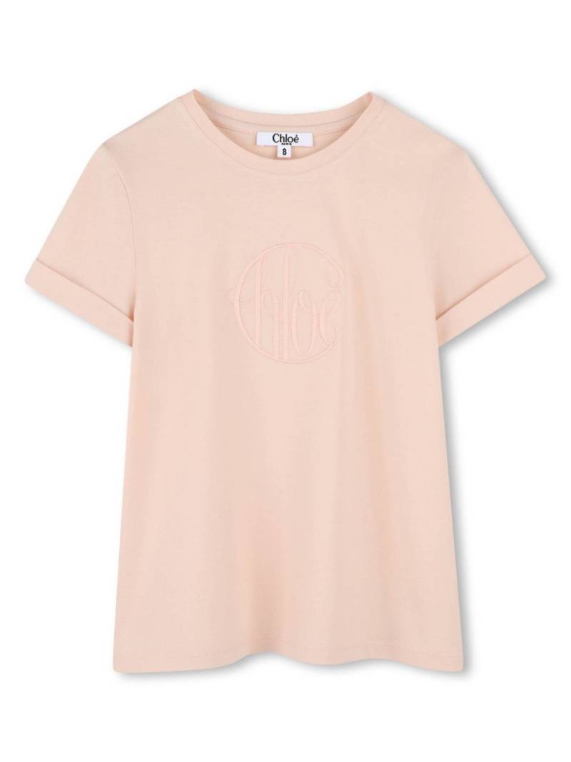 Chloé Kids logo-embroidered T-shirt - Pink von Chloé Kids