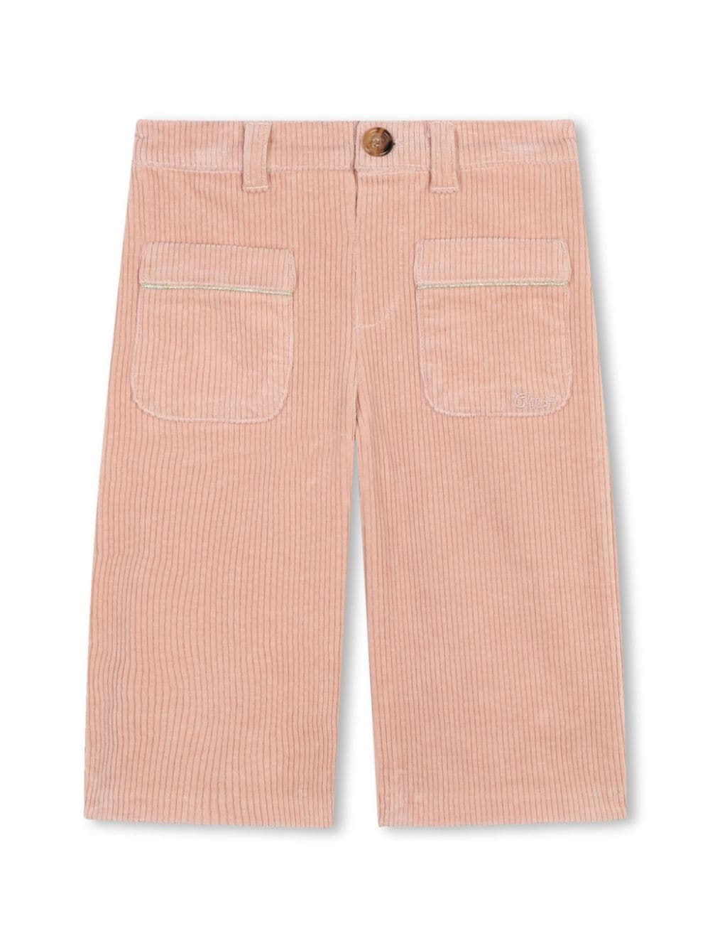 Chloé Kids logo-embroidered corduroy trousers - Pink von Chloé Kids
