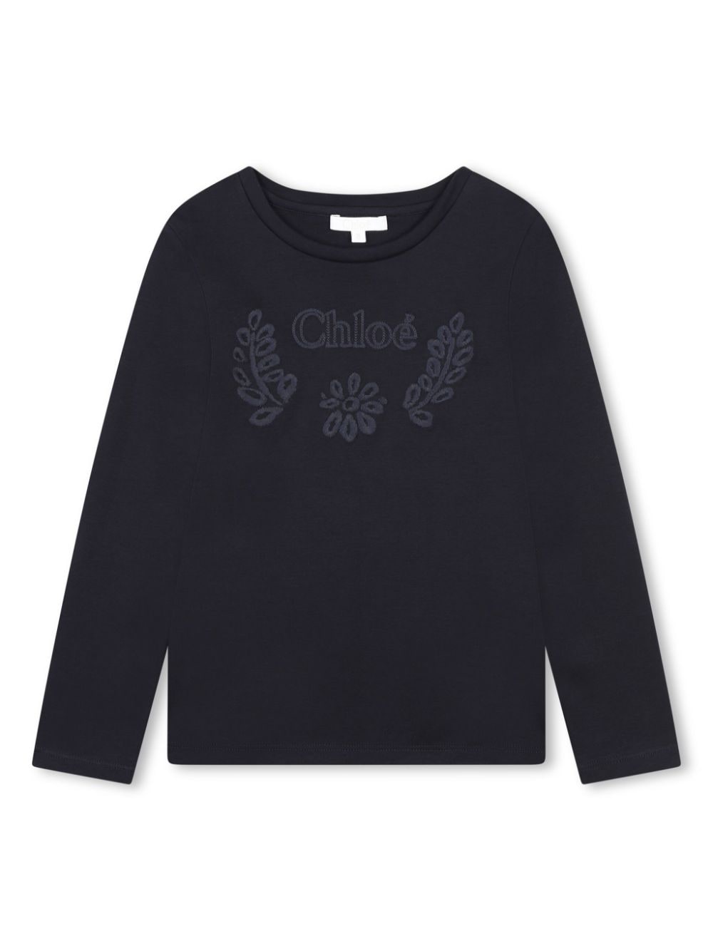 Chloé Kids logo-embroidered cotton T-shirt - Blue von Chloé Kids