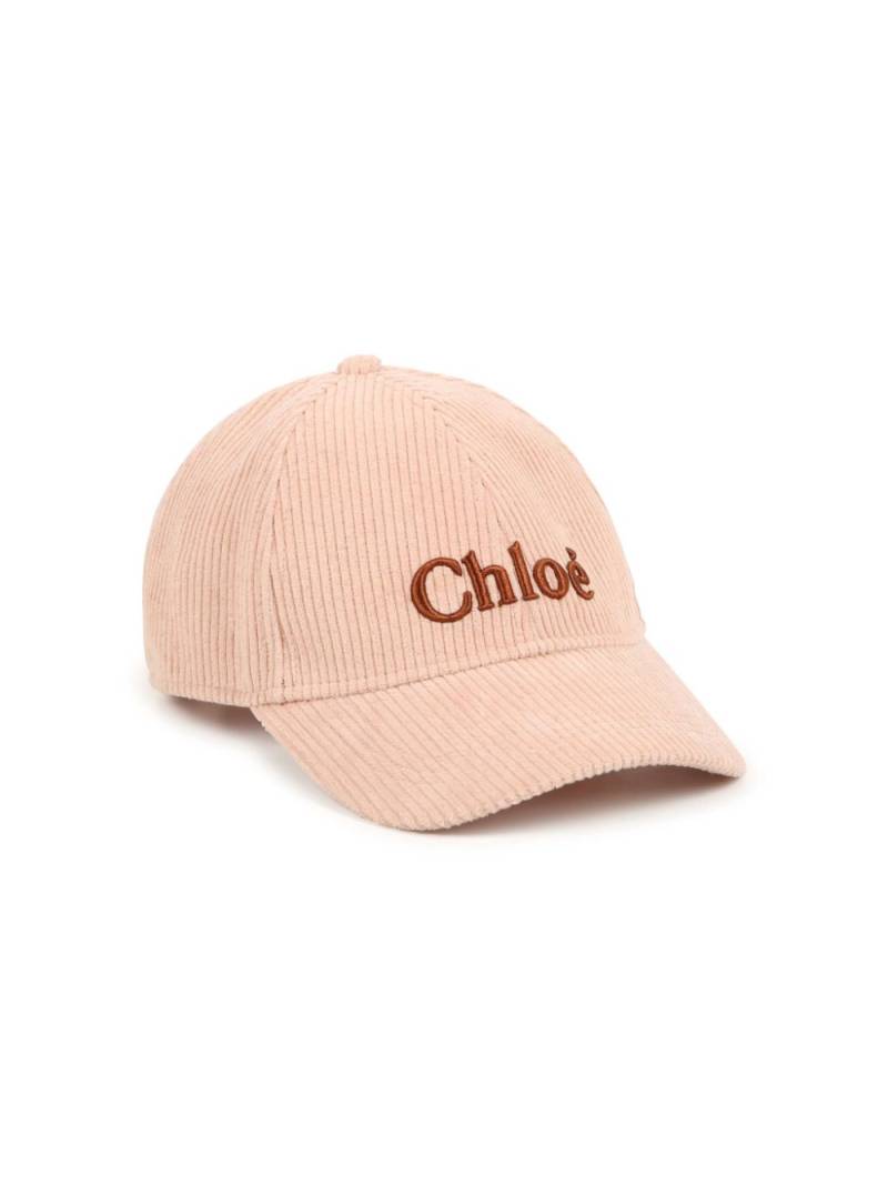 Chloé Kids logo-embroidered cotton cap - Neutrals von Chloé Kids