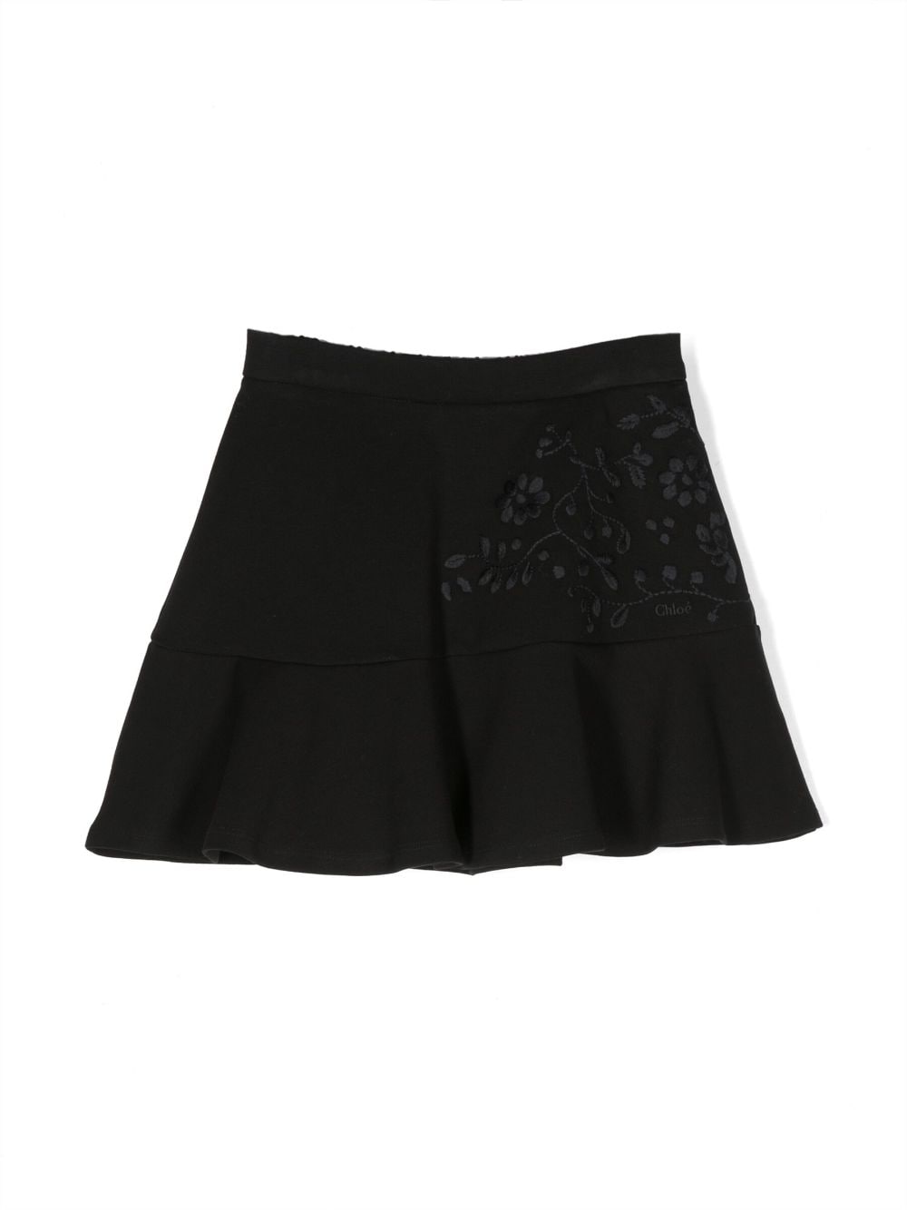 Chloé Kids logo-embroidered flared skirt - Black von Chloé Kids