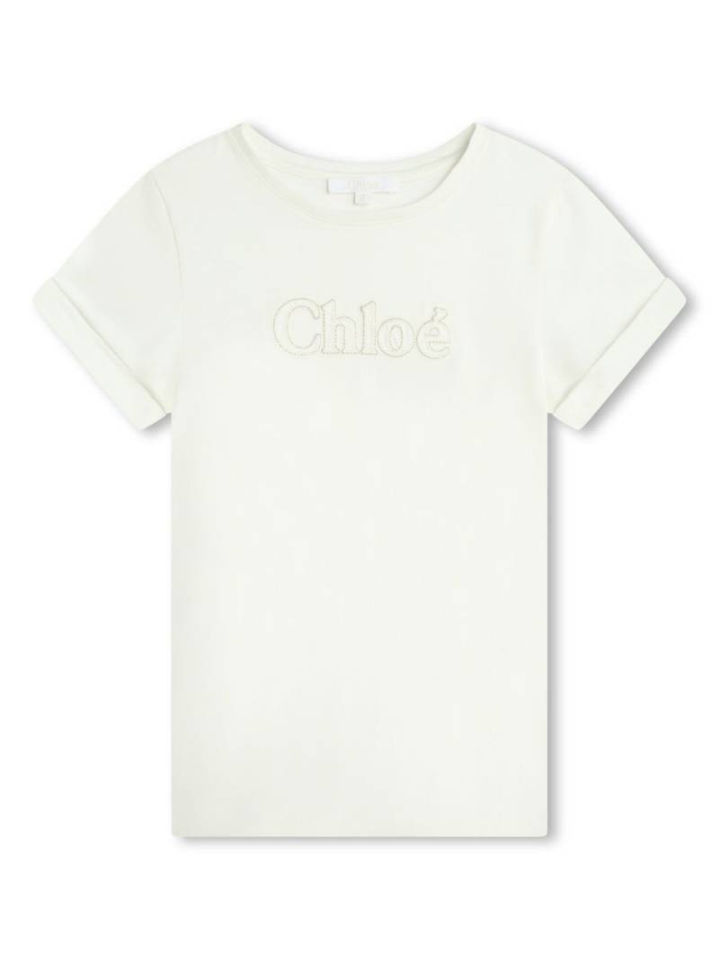 Chloé Kids logo-embroidered jersey T-shirt - White von Chloé Kids