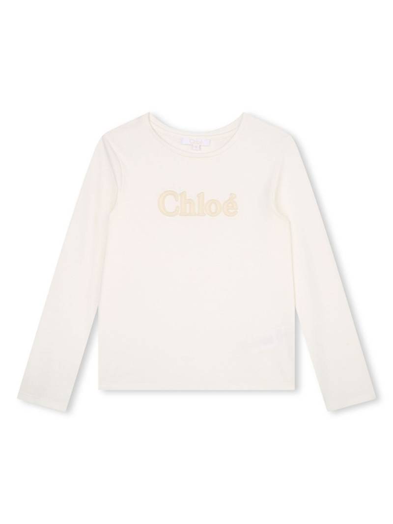 Chloé Kids logo-embroidered organic-cotton T-shirt - White von Chloé Kids