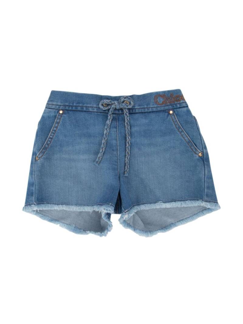 Chloé Kids logo-embroidered shorts - Blue von Chloé Kids