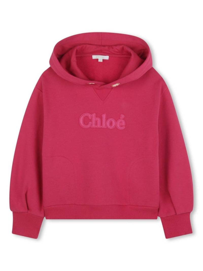 Chloé Kids logo-print cotton hoodie - Pink von Chloé Kids