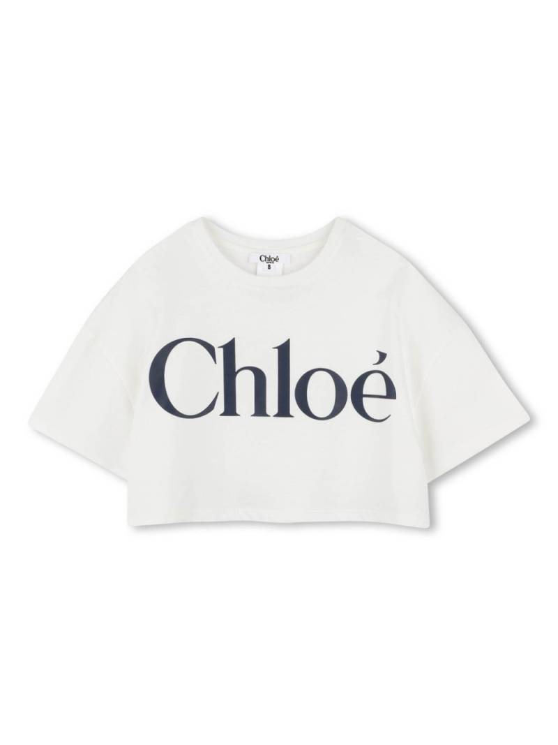 Chloé Kids logo-print cropped T-shirt - White von Chloé Kids