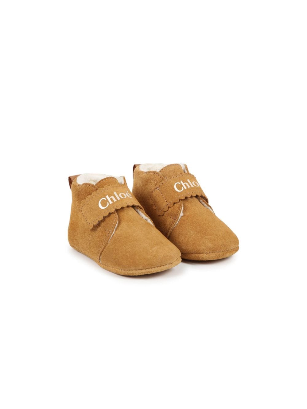 Chloé Kids logo-print leather slippers - Brown von Chloé Kids