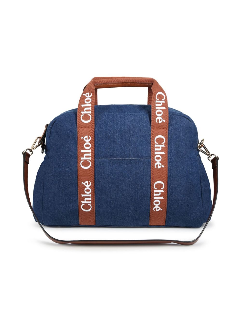 Chloé Kids logo-strap denim changing bag - Blue von Chloé Kids