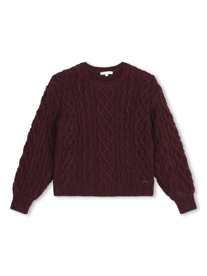 Chloé Kids long-sleeve cable-knit jumper - Red von Chloé Kids